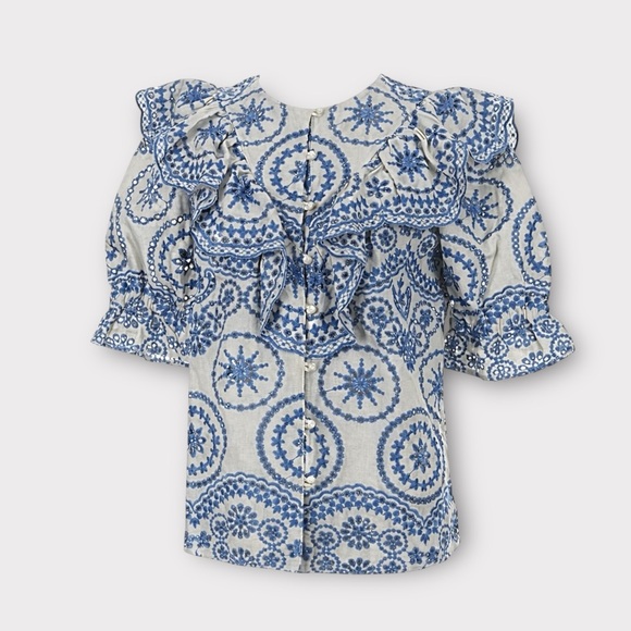 Sézane South Blouse in Ecru Blue FR 34 / US 2 - Picture 5 of 14